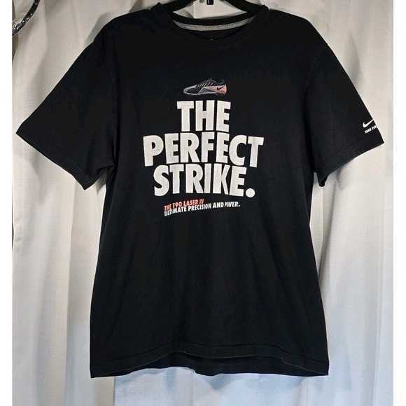Nike‎ T90 Laser IV The Perfect Strike Black T-Shirt Soccer Shoe The Nike Tee XL - Picture 3 of 7